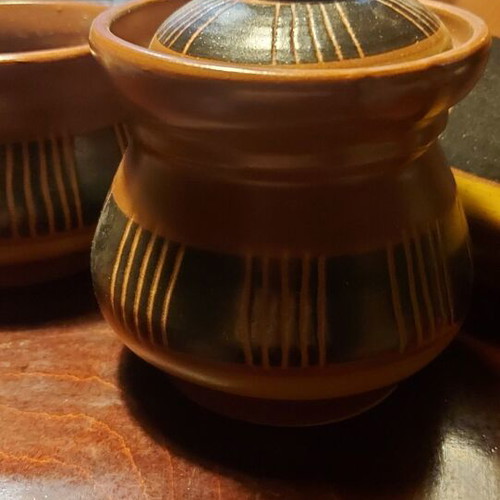 Clay handmade tea set new, 1970s, Skyrian style