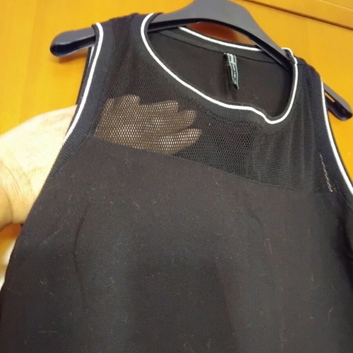 Stradivarius mini black dress with white trim and chest transparency like new