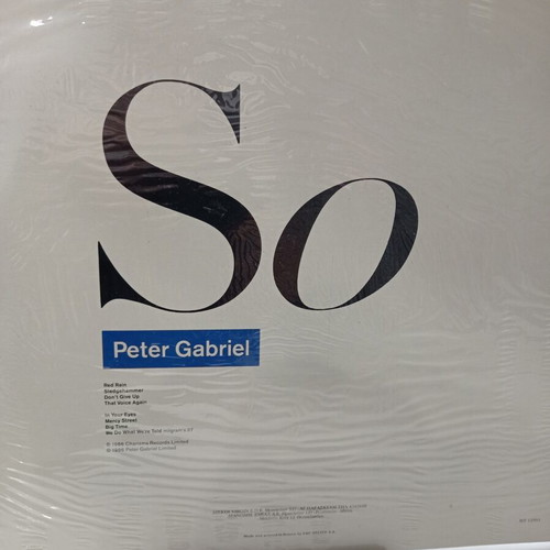 Peter Gabriel So Vinyl LP 1986 Greek Edition Mint Sealed