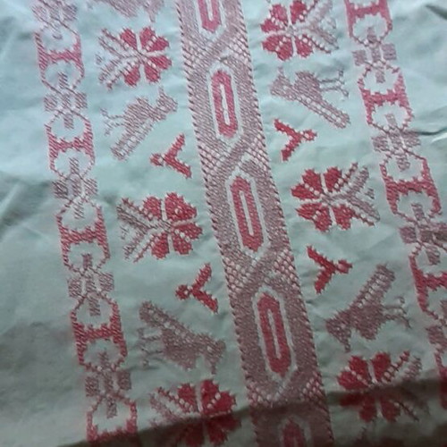 Cross Stitch Embroidery Table Linen handmade, vintage, 99 cm