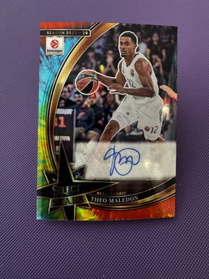 2025-26 Select EuroLeague Select Stars Signatures Theo Maledon Tie-Dye card, perfect condition