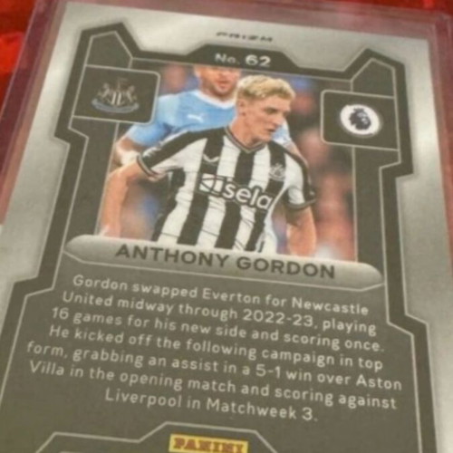 Panini Prizm Premier League Anthony Gordon Orange Prizm card 2023-24 like new