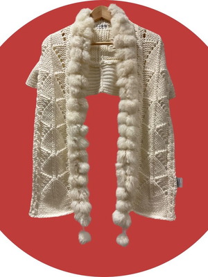 ПОСЛЕДЕН ШАНС до 31/7 - (OS) БЯЛО ПЛЕТЕНО БОЛЕРО ЗА ГРЪБ