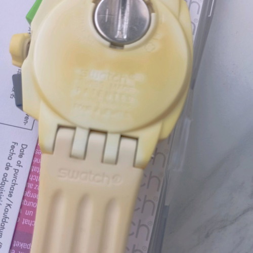 Swatch unisex watch with new yellow silicone strap, like new