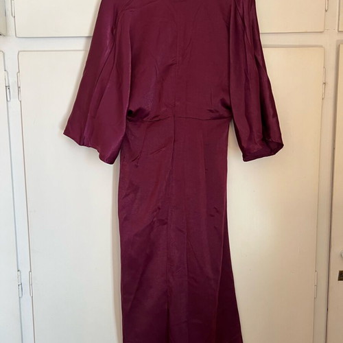 Long satin dress Shein purple like new with low slit size L
