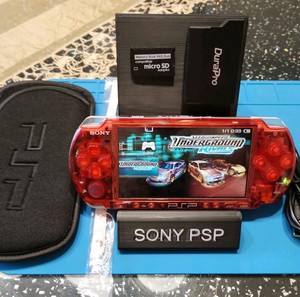sony psp slim red πλήρες πακέτο με παιχνίδια! κόκκινο transparent