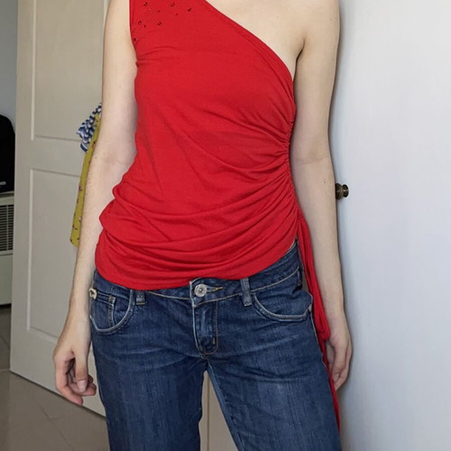 Y2K One Shoulder Top Used, Red, Summer Style