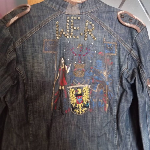 Vintage Y2K Embroidered Denim Jacket We-R Just Angels like new, size M, blue