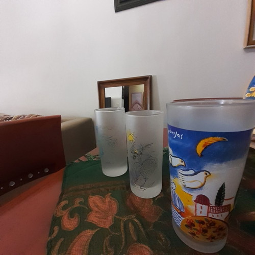 Water glasses with Stathopoulos and Sperantzas prints, like new