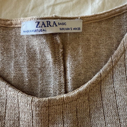 ZARA Crop women's top like new, beige with gold thread