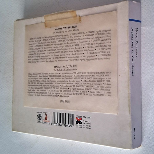 Manos Hadjidakis The Ballads of Athenas Street CD used, entechno