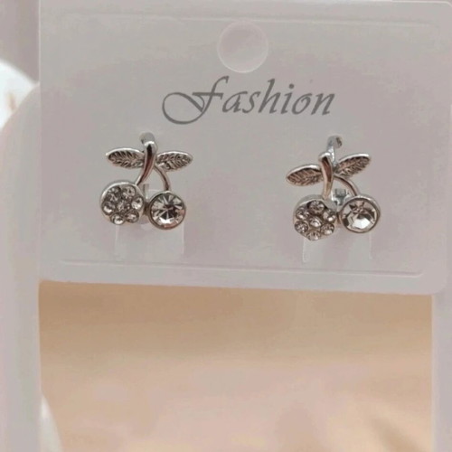 Cherry earrings new, silver color
