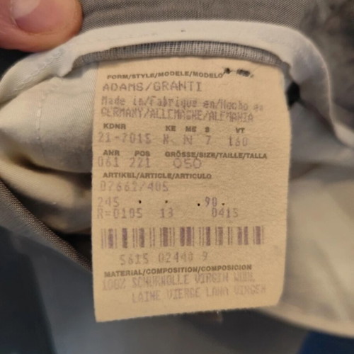 Hugo Boss Men's Suit 2-Piece Size 50 Grey Virgin Wool Like New