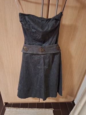 Helmi gray strapless dress with embossed flowers, new, size S