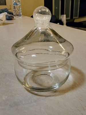 Glass container with lid new, for candies and sugar