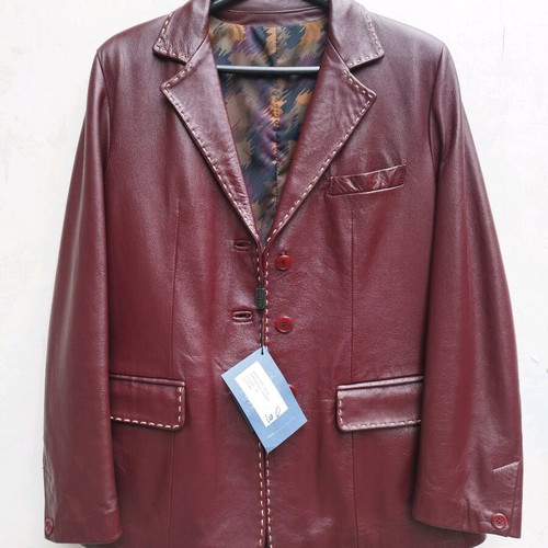 Italian leather jacket used, genuine leather, size 44