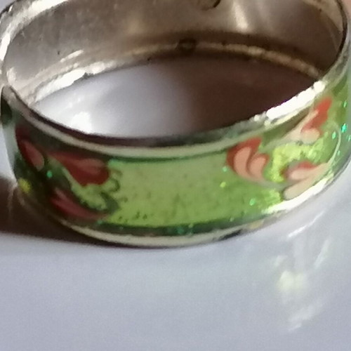 925 Silver Green Foot Ring with Pink, new