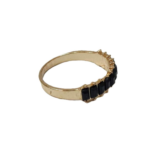 Eternity ring like new, gold color with black stones