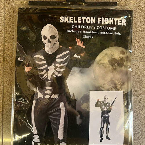 Skeleton Fighter Costume for 7-10 Years New with Accessories
