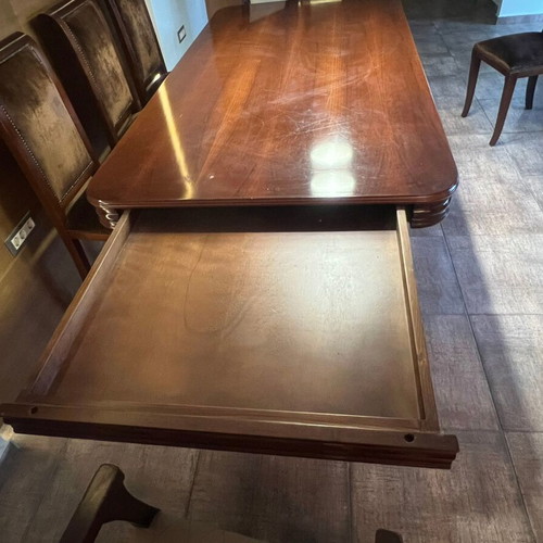 Handmade walnut dining set with 8 chairs used