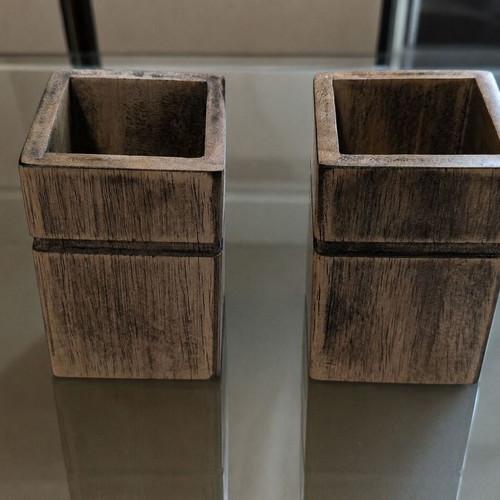 Wooden cup holder set of 2, new, brown