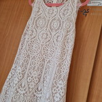 Enzzo midi dress white lace with nude lining like new, Medium