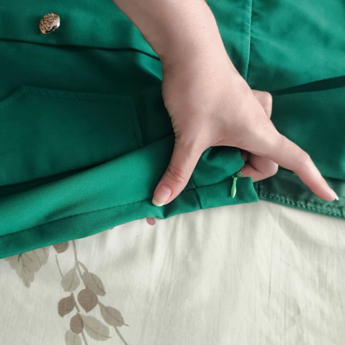 Green dress with gold buttons, like new, size S/M, mini length