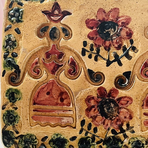 Vintage Ceramic Wall Plaque by Angeliki Tseva used, folk art