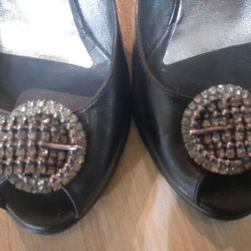 Dodici Peep Toe shoes used, genuine leather, size 36, black