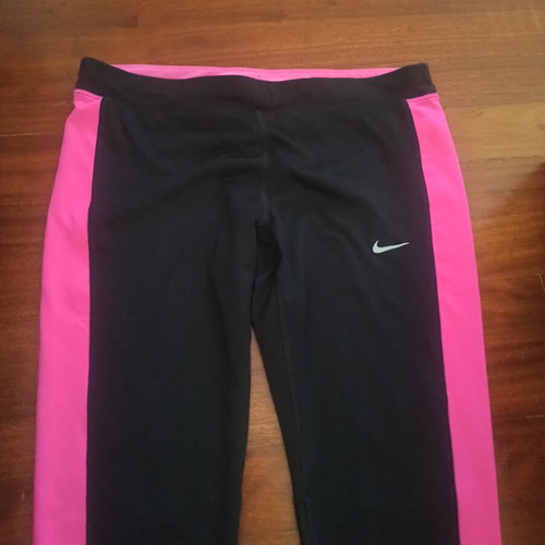 Nike Dry Fit women's sports leggings used, size Large, black and pink