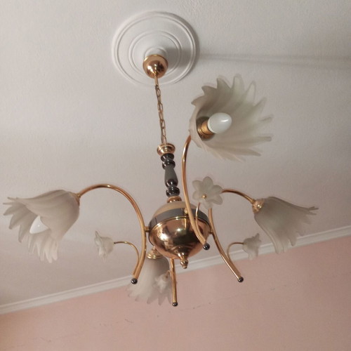 Glass and metal multi-light fixture like new
