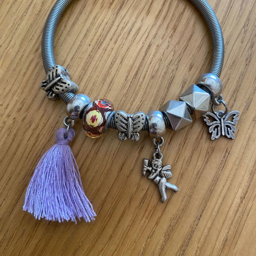 Silver necklace with charms