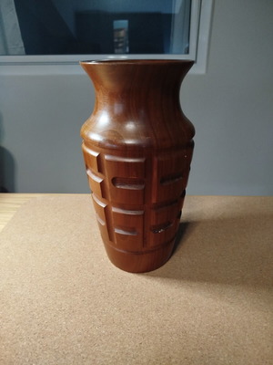 Wooden vase used, height 25 cm