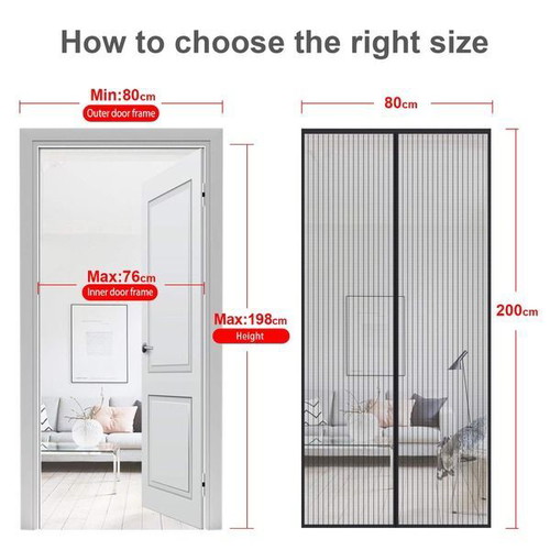 Mycarbon magnetic door screen 80 x 200 cm, black, no drilling
