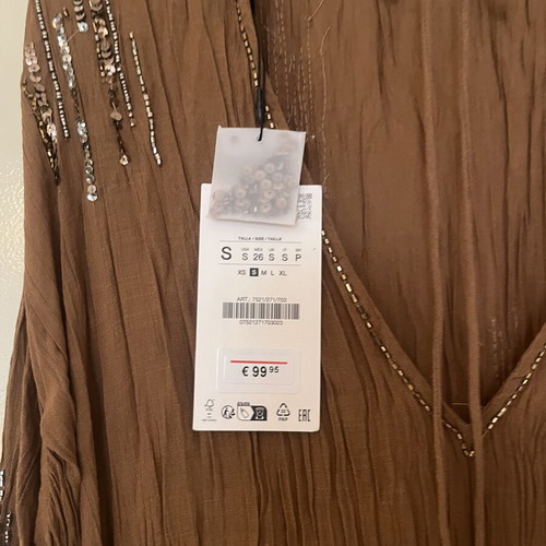 Zara limited edition brown dress with sequins size S new with tag