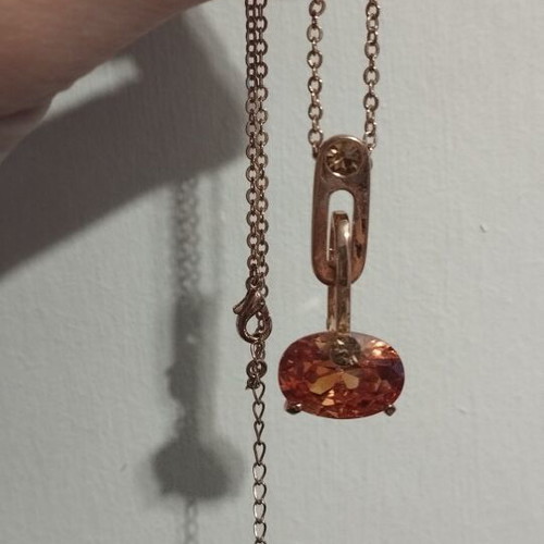 Necklace pendant with amber orange stone, like new