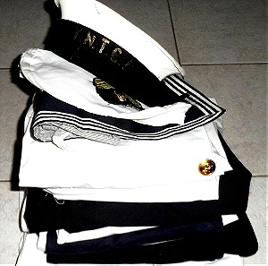 vintage ελληνικη στολη ναυτη 11 κομματια σετ παντελονια jacket καπελα σορτς κτλ...