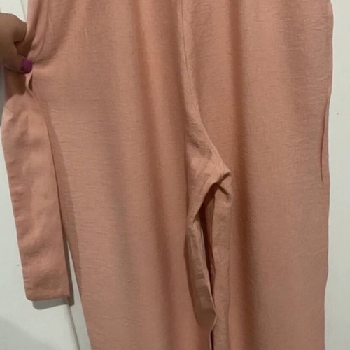 Women's one-piece jumpsuit new, salmon color with wooden buttons, size M