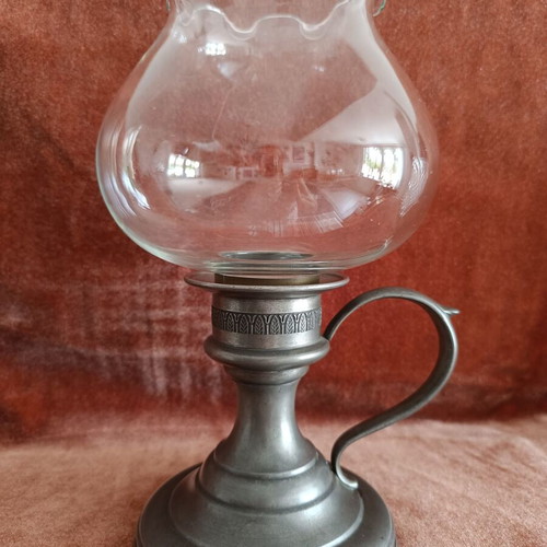 Vintage candle holder with pewter base from France, like new