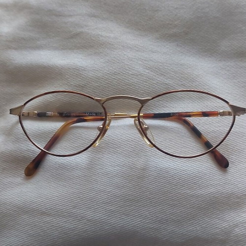 Vintage presbyopia eyeglass frame like new, metal, gold and brown