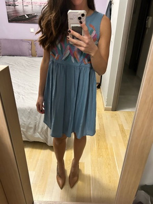 Blue dress with floral print Shein small new