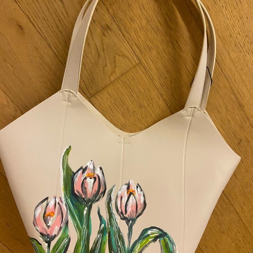 Shoulder bag painted large capacity with wallet new, beige