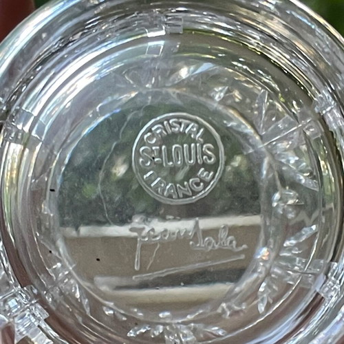 Crystal pitcher and small Saint Louis Art Deco vase used