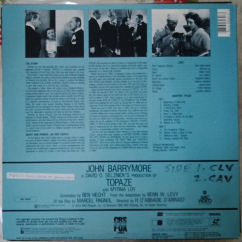 Topaze 1933 LaserDisc like new, drama