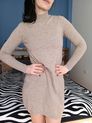 Φόρεμα Benetton Italian merino wool σαν καινούργιο, μπεζ
