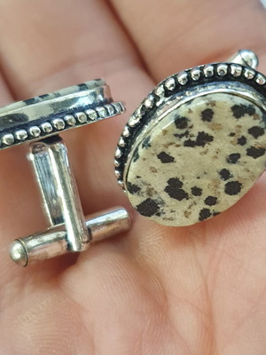 Μανικετόμουμπα με Ιάσπη Δαλματίας καινούργια, επαργυρωμένη 925