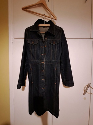 Mango denim trench coat small, like new, dark blue