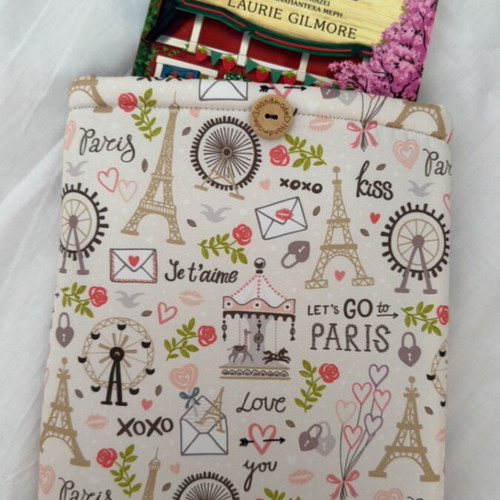 Handmade booksleeve with soft lining and button closure