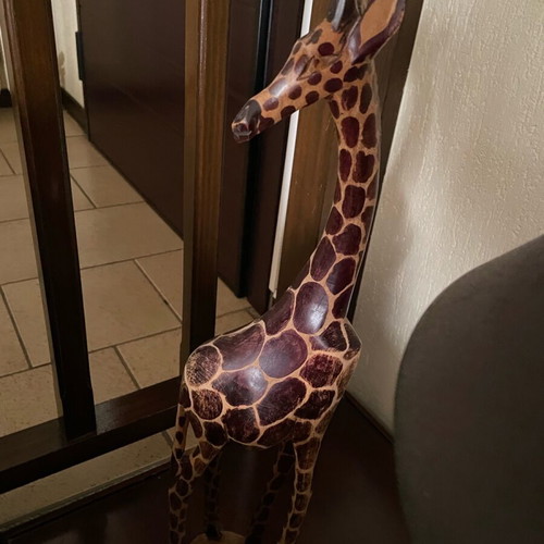 Giraffe decorative handmade wooden new, height 23 cm