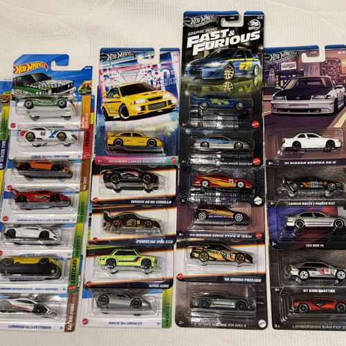 Hot Wheels sealed collection with Ferrari, Porsche, Lamborghini, JDM models